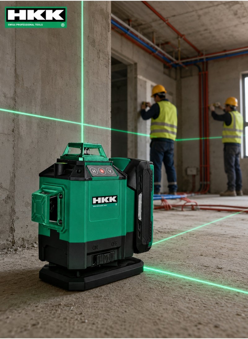HKK 16-Line Laser Level 515nm Green Beam, ±1mm/7m High Accuracy, Self-Leveling ±3°, IP54 Dust & Water Resistant, Touch Key, Remote Control, 1/4 Inch Mount, Rechargeable Battery - Image 5
