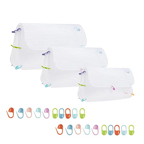 MAYCREATE® 3Pcs Mesh Clear Plastic Canvas Sheets with 100 Clips Crossbody DIY Sewing Bag Form Cross Stitch Plastic Plate for DIY Crafts, Acrylic Yarn Crafting Knit, Crochet Bag Making Kit - Image 1
