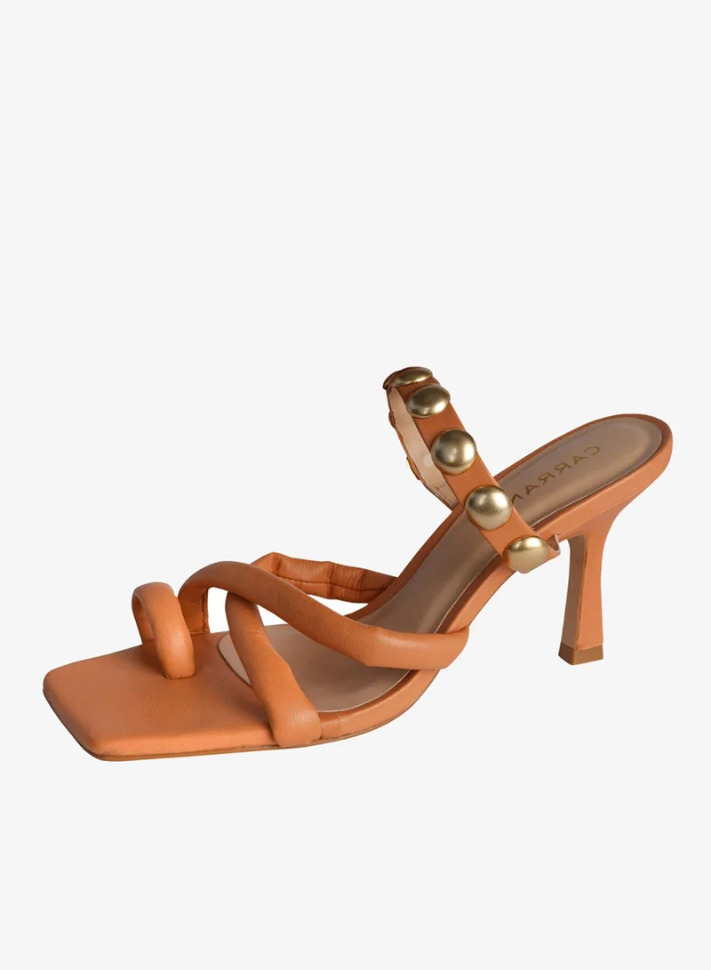 Carrano Orange Carrano Ladies High Heels Strappy Backless Toe Ring Mules 321042 Cab0622 for Women | Best Price UAE