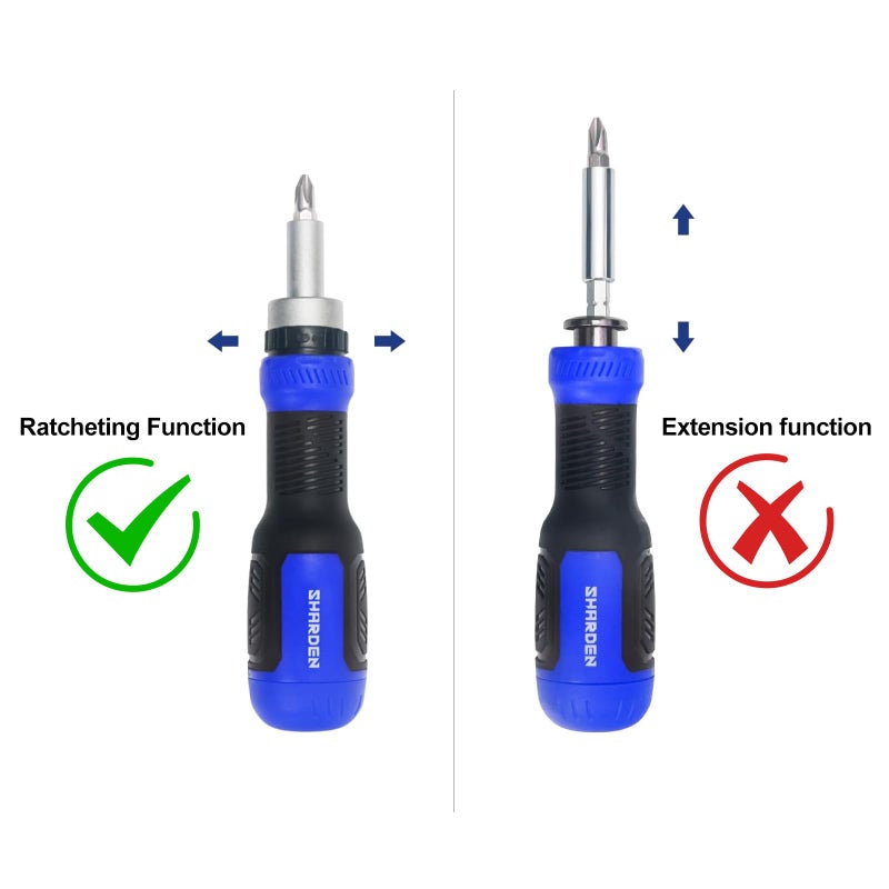 SHARDEN Ratcheting Screwdriver 13-in-1 Ratchet Screwdriver Set Multi Bit Screw Driver All in One Screwdriver with Torx Security, Flat Head, Phillips, Hex, Square and 1/4 Nut Driver - Image 5