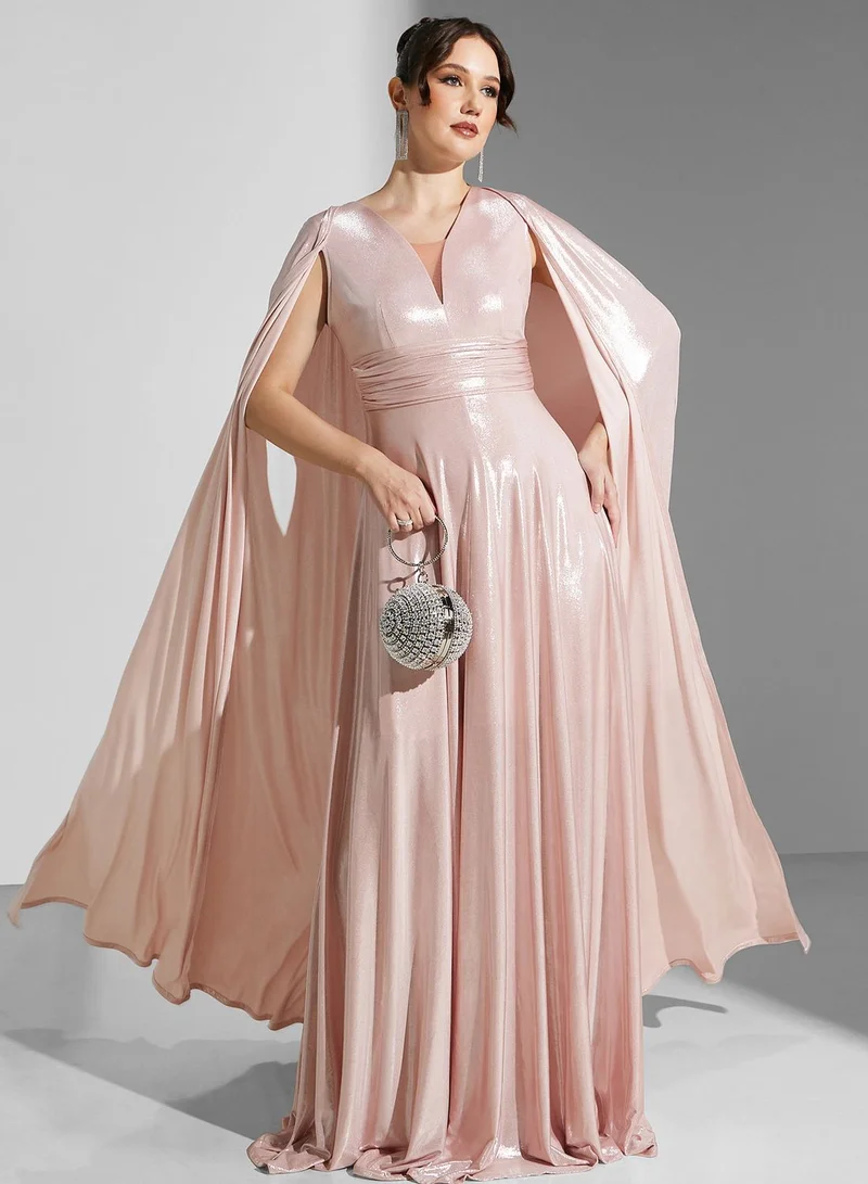 Yaser albik Cape Sleeve Gown Dress