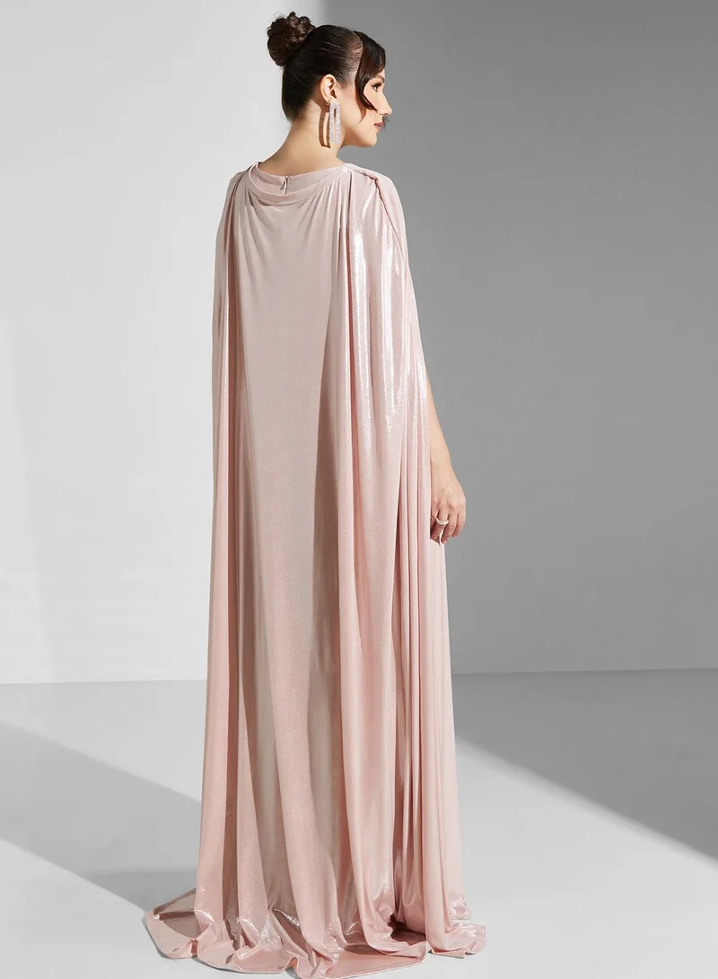 Yaser albik Cape Sleeve Gown Dress