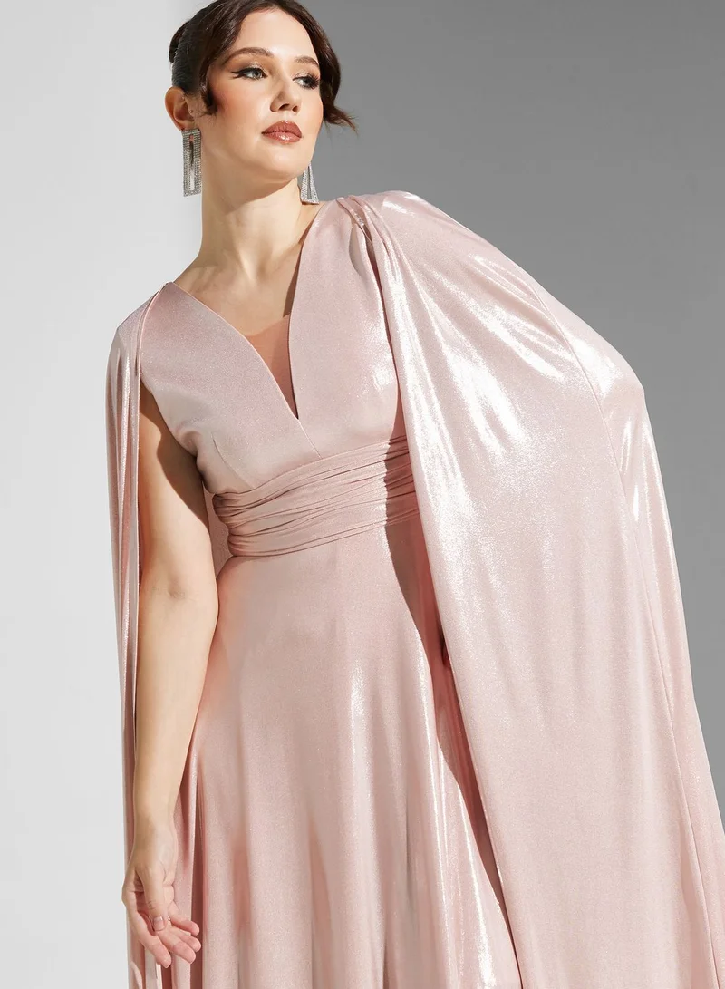 Yaser albik Cape Sleeve Gown Dress