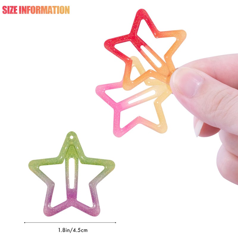 SAOROPEB Star Hair Clips Snap Hair Barrettes Non Slip Star Hair Accessories Gradient Colors Metal Hair Clips for Girls Women - 22 PCS - Image 2