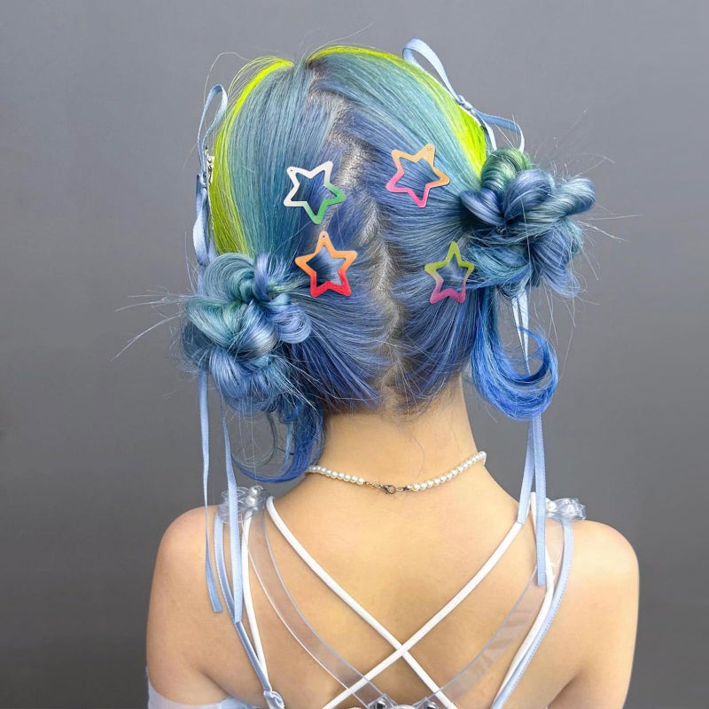 SAOROPEB Star Hair Clips Snap Hair Barrettes Non Slip Star Hair Accessories Gradient Colors Metal Hair Clips for Girls Women - 22 PCS - Image 5