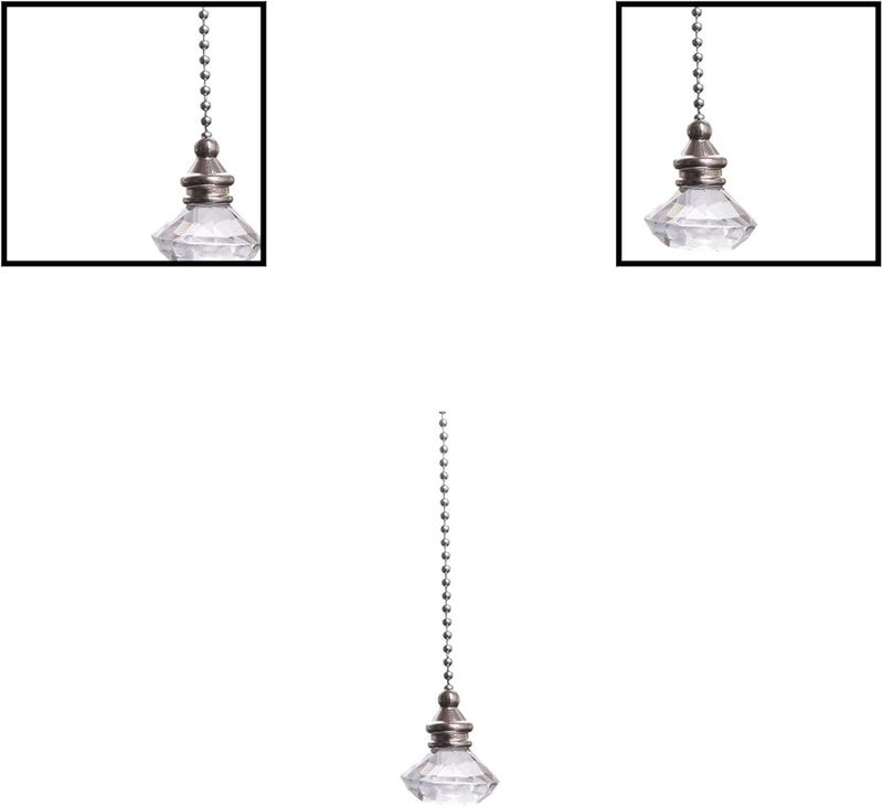 Clear Crystal Fan Pull Pendant with Metal Bead Chain 50 cm for Indoor Outdoor Ceiling Fan - Image 5