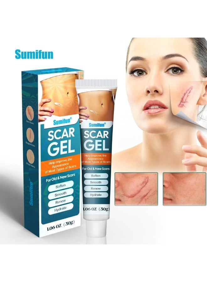 Sumifun Scar Gel, Scar Repair, Medical-Grade Silicone, Old & New Scars, Improve Texture & Color, Reduce Scars, Suitable for Surgical Scars (e.g., C-section), Burns, Acne Scars, Stretch Marks, etc., 30g - Image 1