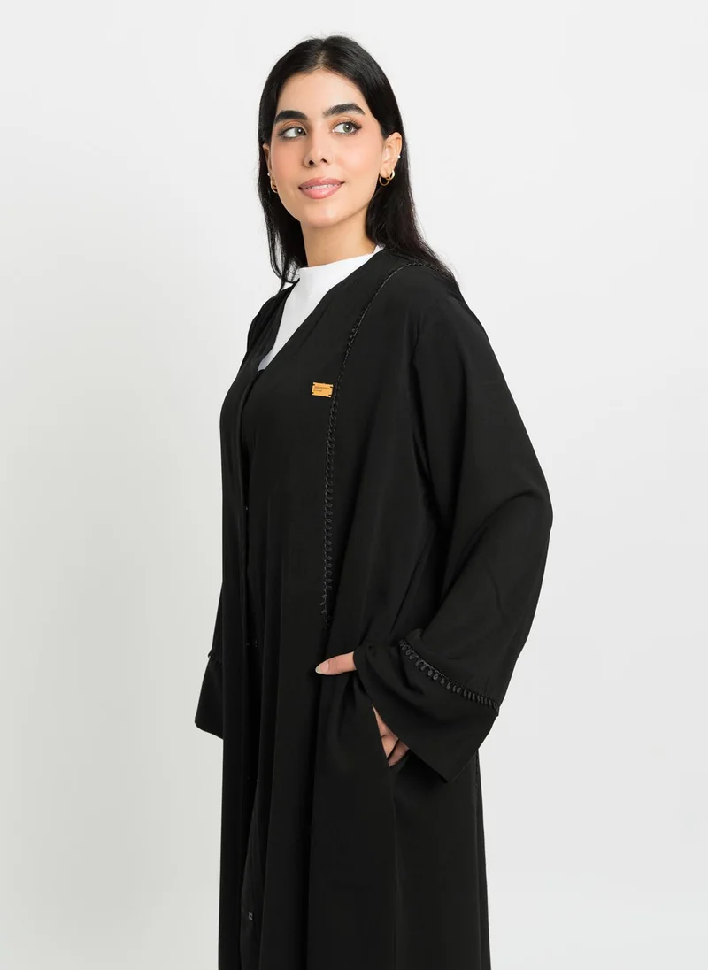 Kaafmeem Black Qitan Closed Practical Abaya