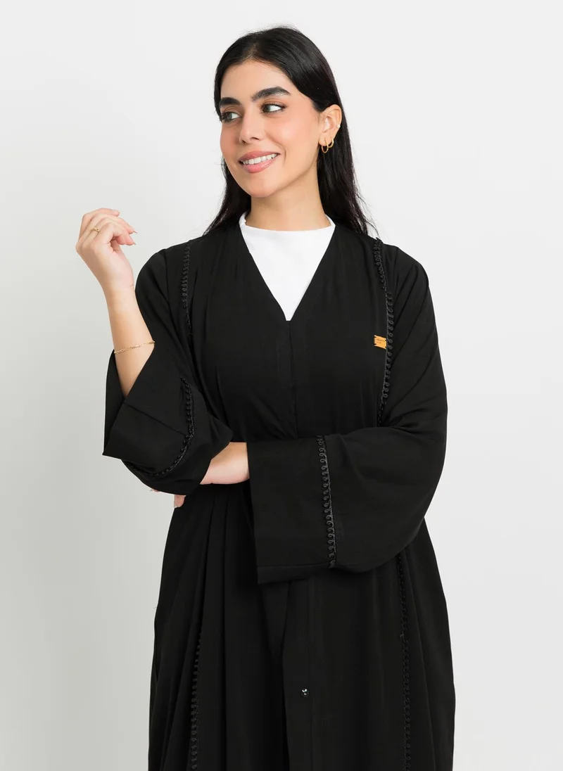 Kaafmeem Black Qitan Closed Practical Abaya