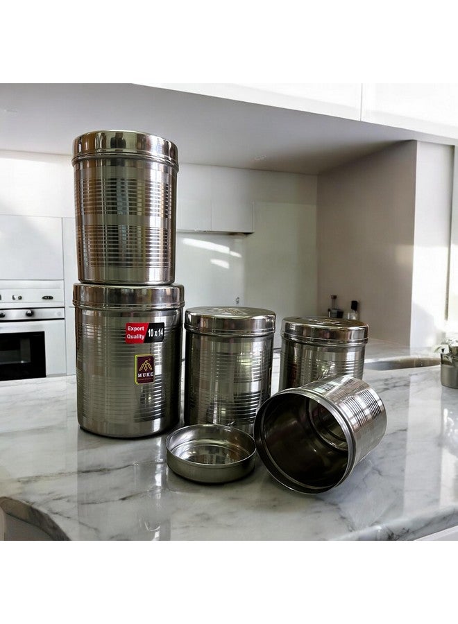 MUKE® High Grade Stainless Steel Jars & containre Kitchen set (Pack of 5) Durable Food Grade Steel Airtight Dibba 500ml to 2kg, 5pcs - Image 4
