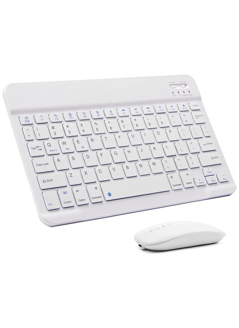 Ultra-Slim Bluetooth Keyboard and Mouse Combo Rechargeable Portable Wireless Keyboard Mouse Set for Apple iPad iPhone iOS 13 and Above Samsung Tablet Phone Smartphone Android Windows