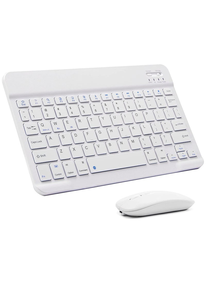 Ultra-Slim Bluetooth Keyboard and Mouse Combo Rechargeable Portable Wireless Keyboard Mouse Set for Apple iPad iPhone iOS 13 and Above Samsung Tablet Phone Smartphone Android Windows