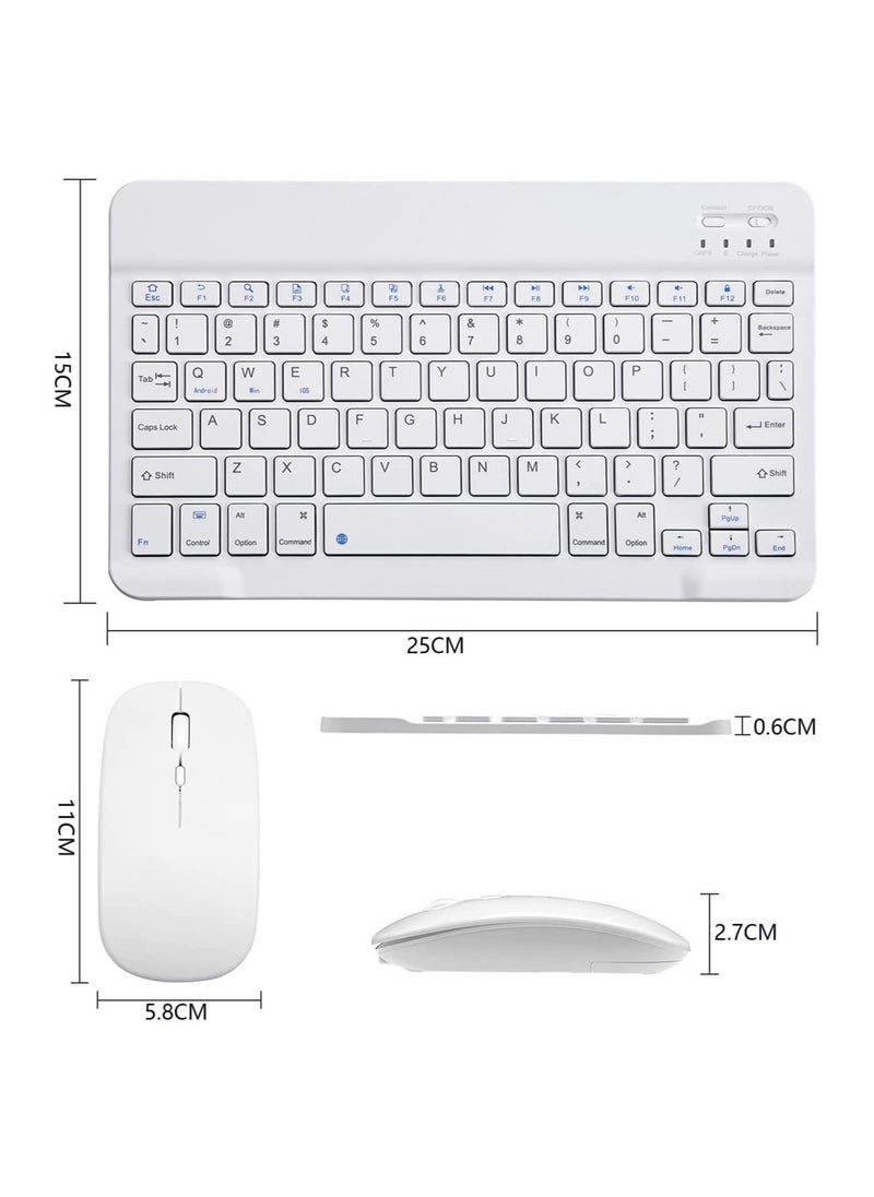 Ultra-Slim Bluetooth Keyboard and Mouse Combo Rechargeable Portable Wireless Keyboard Mouse Set for Apple iPad iPhone iOS 13 and Above Samsung Tablet Phone Smartphone Android Windows