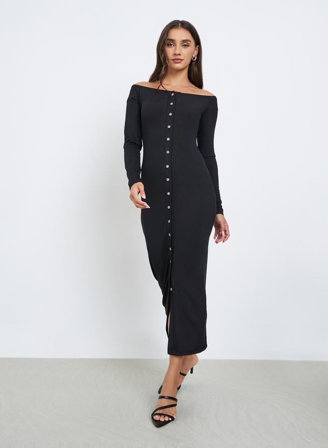 ستايلي فستان ميدي بديكون بأكتاف مكشوفة - Image 2