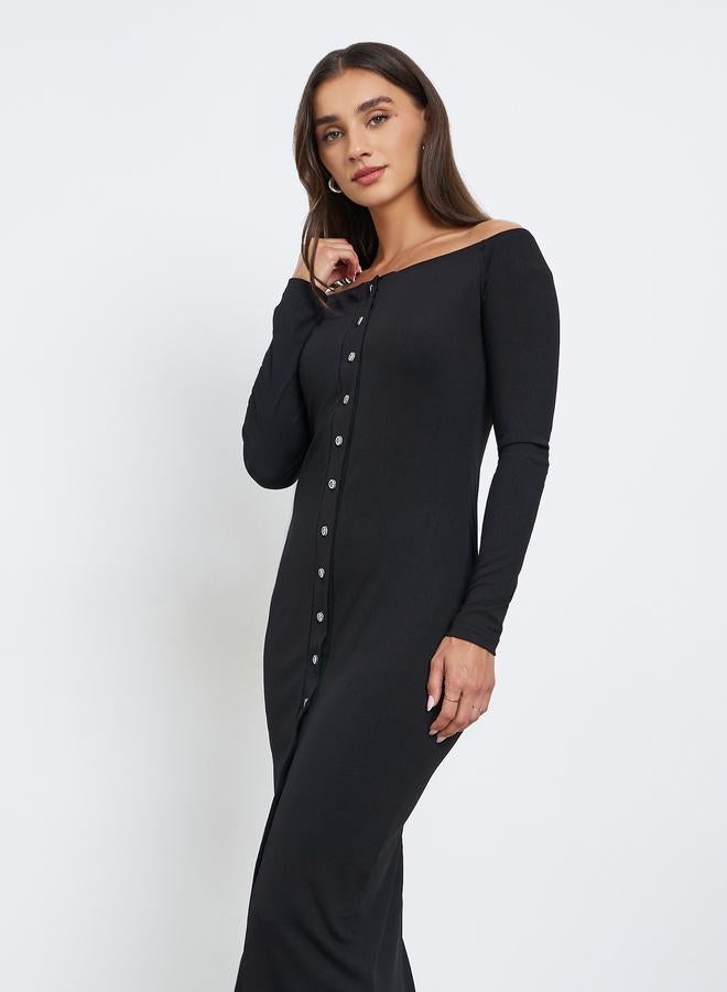 ستايلي فستان ميدي بديكون بأكتاف مكشوفة - Image 3