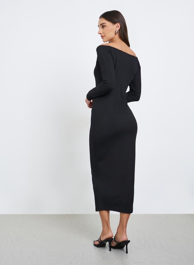 ستايلي فستان ميدي بديكون بأكتاف مكشوفة - Image 5