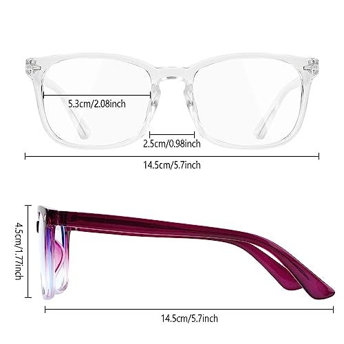 Yekepal Blue Light Blocking Glasses, 2 Pack Blue Light Glasses Men, Blue Light Glasses For Women Computer Reading Gaming TV Phones Eyeglasses Clear Lens Bluelight Glasses Anti Eyestrain UV Glare Purple+Clear - Image 2