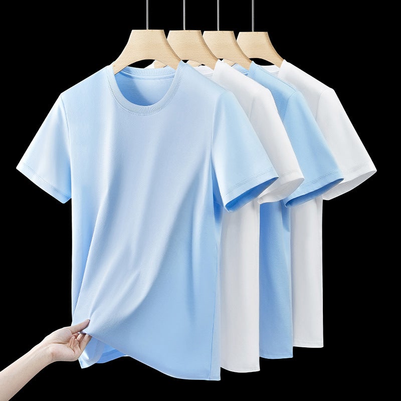 S-6XL plus size Cotton Short-sleeved White Small T-shirt Round Neck Tshirt Children's Wear Xinjiang Long-staple Cotton Casual Top - Image 2