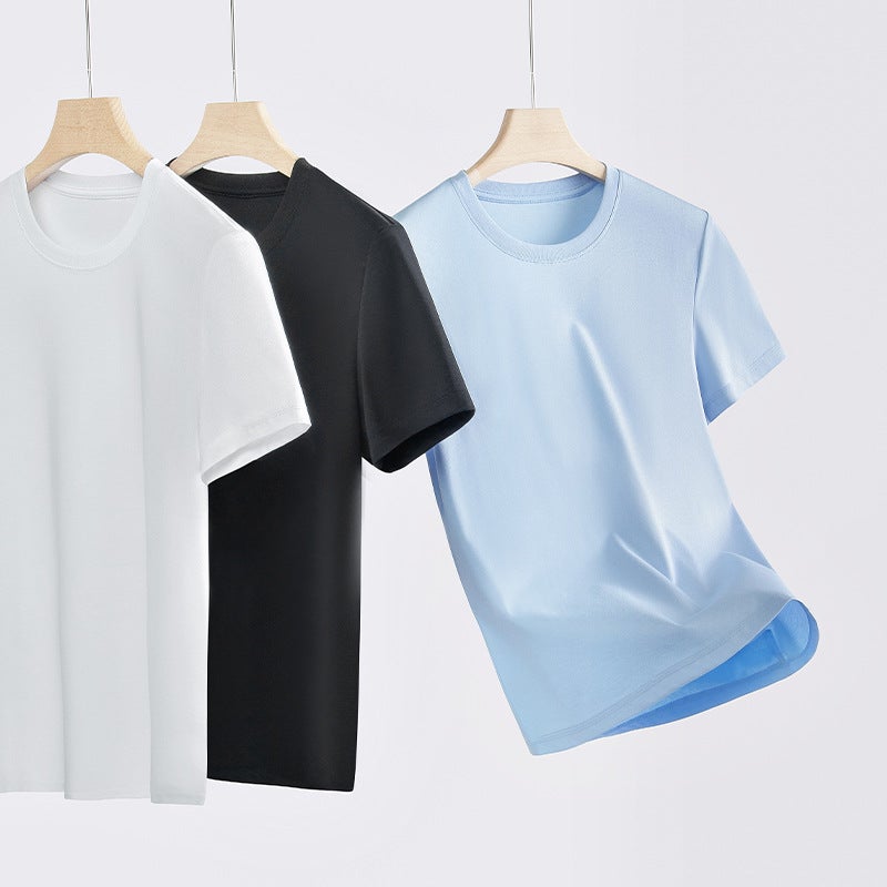 S-6XL plus size Cotton Short-sleeved White Small T-shirt Round Neck Tshirt Children's Wear Xinjiang Long-staple Cotton Casual Top - Image 4