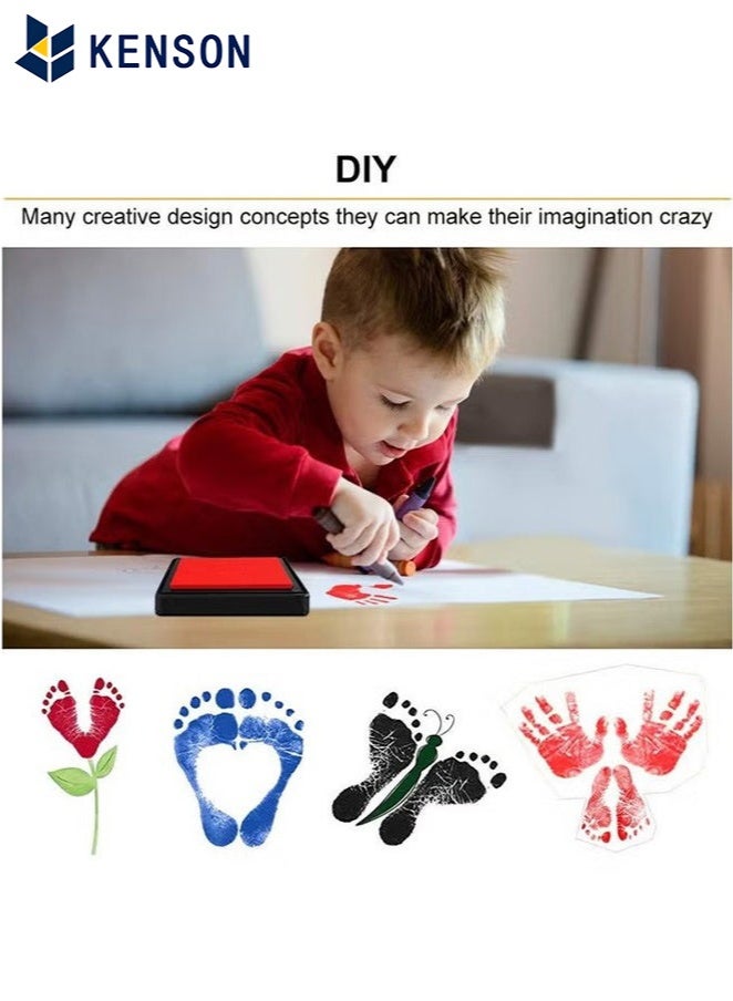 KENSON Baby Handprint and Footprint Ink Pads, Baby Footprint Kit, Paw Print kit, Baby Ink Pad, Non Toxic and Safe Print, Smudge Proof, Easy to Wash Off, 4 Color, Black+Red+Blue+Yellow - Image 4