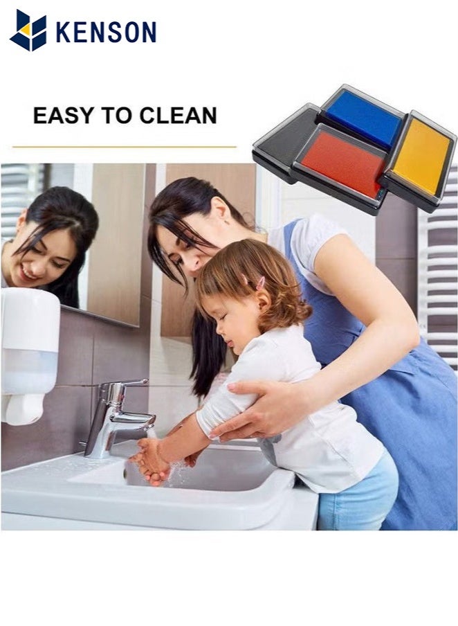 KENSON Baby Handprint and Footprint Ink Pads, Baby Footprint Kit, Paw Print kit, Baby Ink Pad, Non Toxic and Safe Print, Smudge Proof, Easy to Wash Off, 4 Color, Black+Red+Blue+Yellow - Image 3