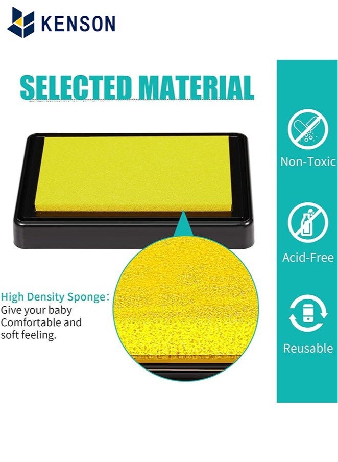 KENSON Baby Handprint and Footprint Ink Pads, Baby Footprint Kit, Paw Print kit, Baby Ink Pad, Non Toxic and Safe Print, Smudge Proof, Easy to Wash Off, 4 Color, Black+Red+Blue+Yellow - Image 2