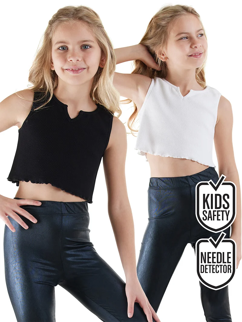 Denokids 2 Pack Girl Black&White Crop Tops