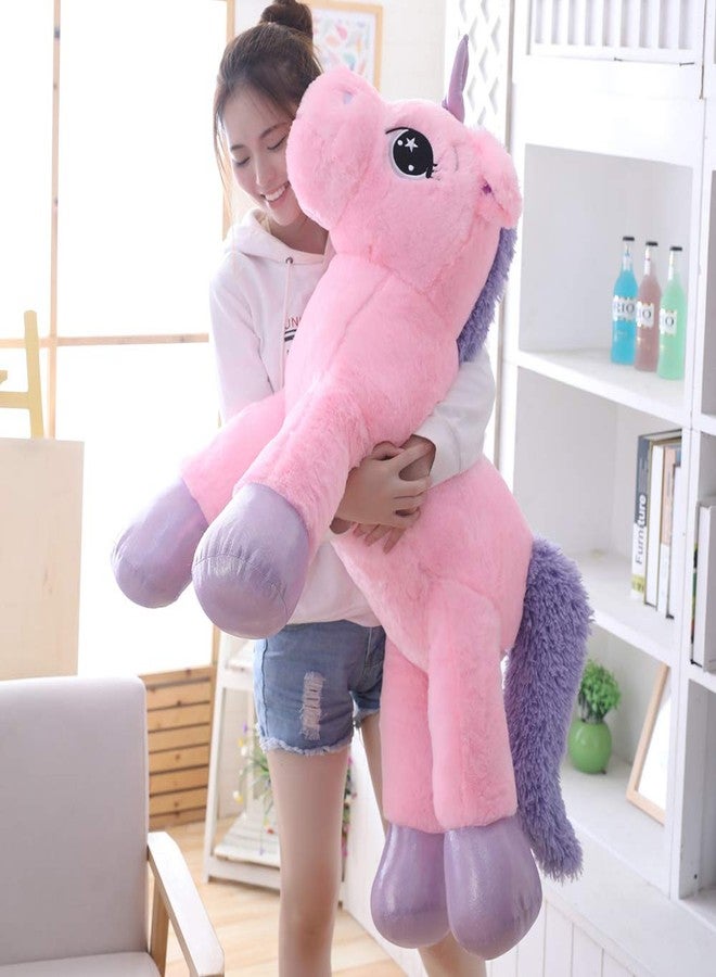 sofipal Giant Unicorn Stuffed Animal Toys,Soft Large Unicorns Plush Pillow for Bedroom, Valentines, Pink, 39.4" - Image 2