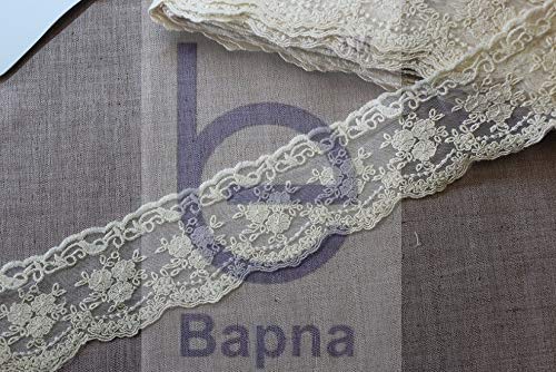 Bapna 5 Yard Embroidery Lace Ribbon Floral Design for Sewing Kurta Tablecloth Slipcover Bridal DIY Clothing Accessories - Image 2