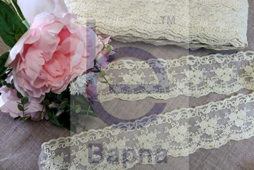 Bapna 5 Yard Embroidery Lace Ribbon Floral Design for Sewing Kurta Tablecloth Slipcover Bridal DIY Clothing Accessories - Image 3