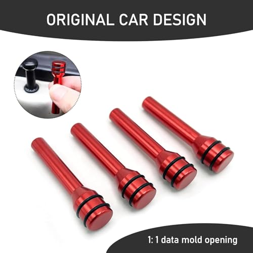AutoBizarre Aluminum Alloy Coated Door Lock Knobs - Inner Pull Pins for Car Decoration - Universal for All Cars (Red) - Image 5