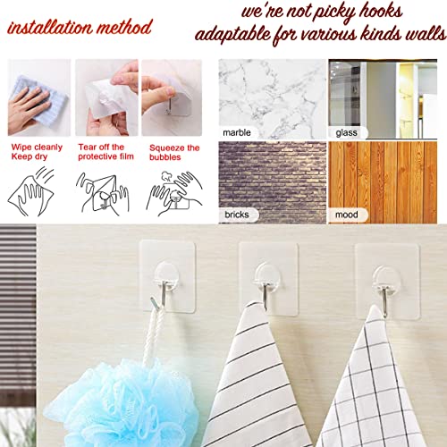 SZYIKUER Heavy Duty Adhesive Hooks 33 lb(Max) 15KG,Waterproof and Oilproof Reusable Seamless Hooks Heavy Duty Wall Hook for Kitchen Bathroom Office 14 Pack - Image 4