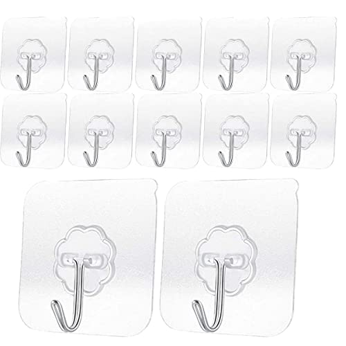 SZYIKUER Heavy Duty Adhesive Hooks 33 lb(Max) 15KG,Waterproof and Oilproof Reusable Seamless Hooks Heavy Duty Wall Hook for Kitchen Bathroom Office 14 Pack - Image 1