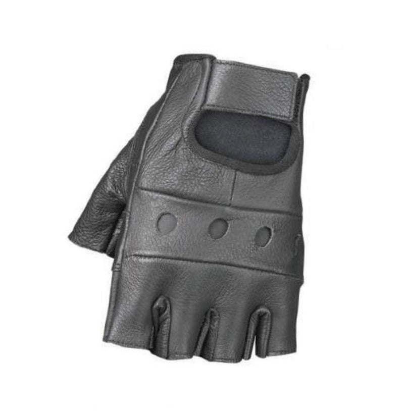 Raider BCS-500 Leather Fingerless Men's Motorcycle Premium Driving Gloves (Black, X-Small) - Image 2