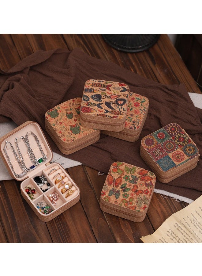 Portable small travel jewelry box storage box. Bohemian style, retro nine-square grid design. Essential travel storage - Image 4