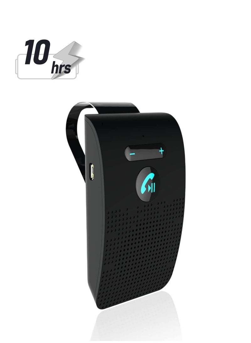 Car Bluetooth Handsfree Speakerphone, Car Voice Guidance Bluetooth 5.0 Receiver with Back Clip, Auto Power On Off, Black - Image 1