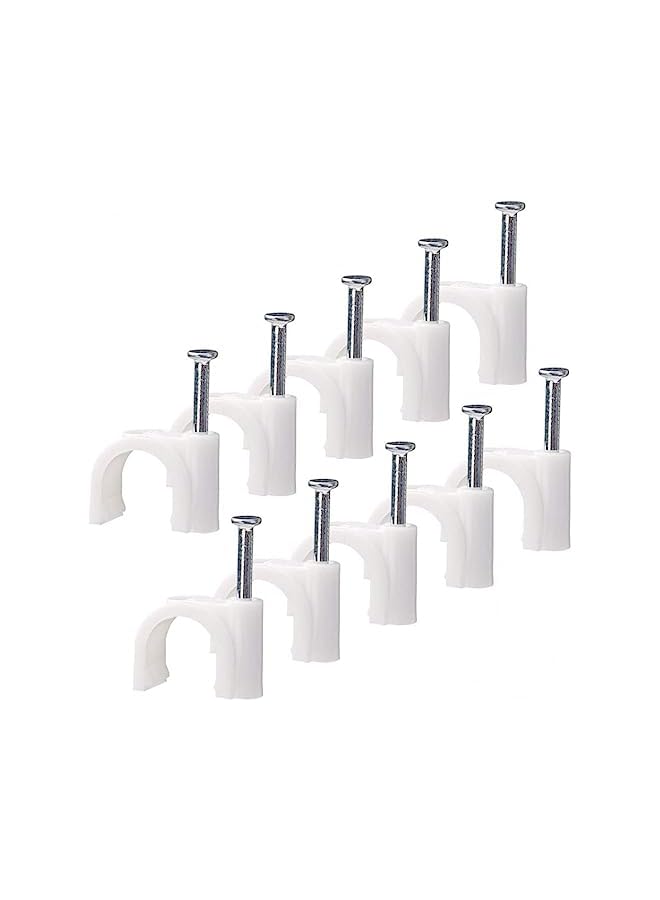 بروماس - مشبك سلك كابل بلاستيك 4 مم - 100 قطعة. إنه أمر رائع لإدارة الكابلات المنزلية والمكتبية. يمكن استخدامه في الكهرباء، والإيثرنت، وسلك الأطباق، والكابل المحوري. - Image 1