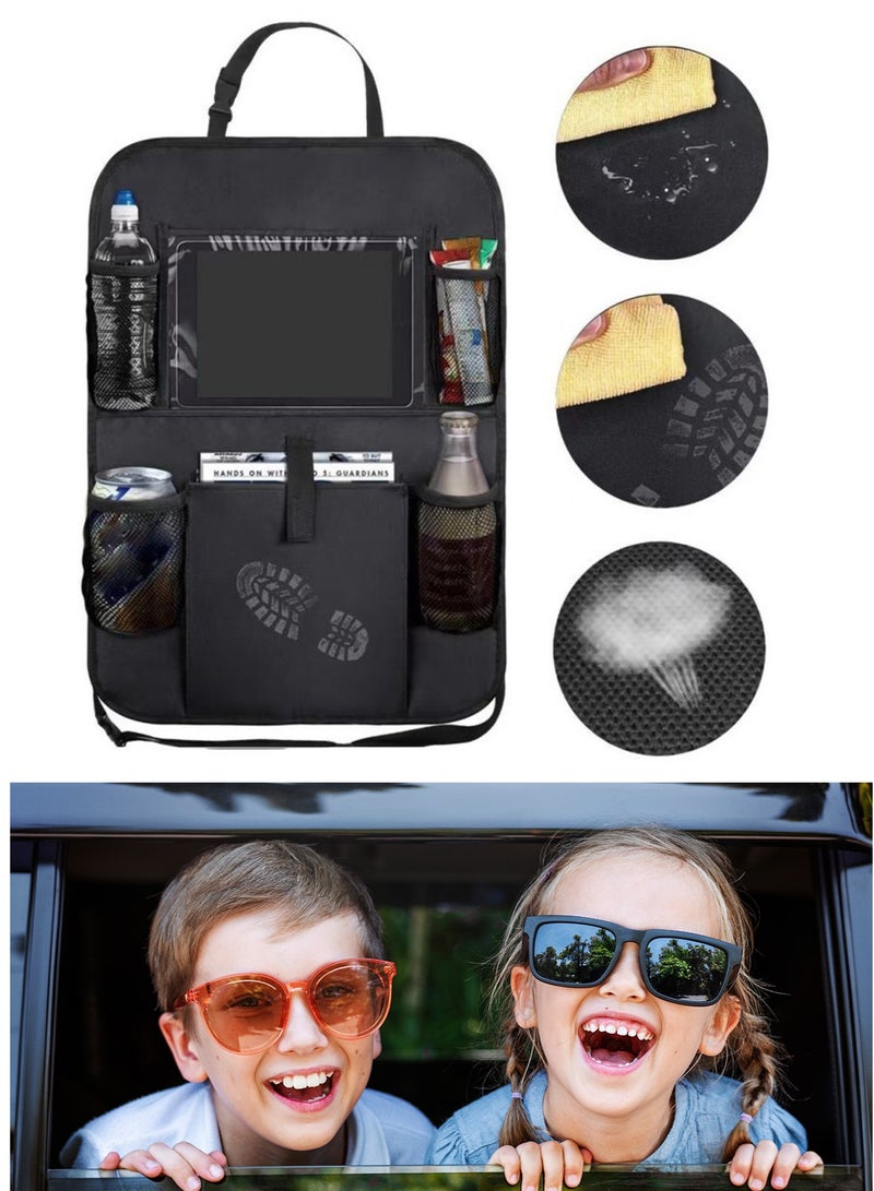 عام 2 مجموعات من السيارات مقعد خلفي التشطيب ، مع شاشة تعمل باللمس الكمبيوتر اللوحي دعم للماء ودائم 9 أكياس التخزين وسادة المقعد الخلفي حامي السيارات ، ومناسبة للأطفال ووكر أجزاء السفر - Image 2