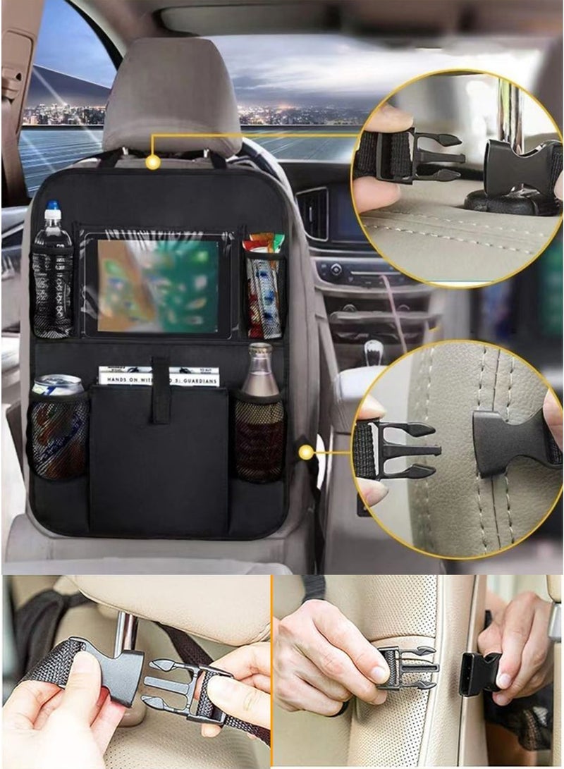 عام 2 مجموعات من السيارات مقعد خلفي التشطيب ، مع شاشة تعمل باللمس الكمبيوتر اللوحي دعم للماء ودائم 9 أكياس التخزين وسادة المقعد الخلفي حامي السيارات ، ومناسبة للأطفال ووكر أجزاء السفر - Image 1