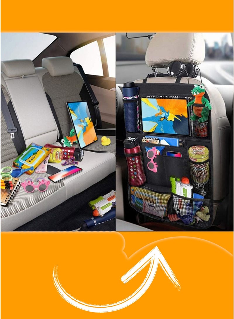 عام 2 مجموعات من السيارات مقعد خلفي التشطيب ، مع شاشة تعمل باللمس الكمبيوتر اللوحي دعم للماء ودائم 9 أكياس التخزين وسادة المقعد الخلفي حامي السيارات ، ومناسبة للأطفال ووكر أجزاء السفر - Image 3