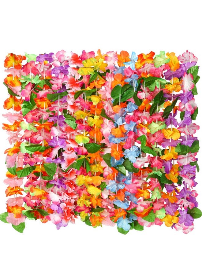 Cooraby 14 Pieces Hawaiian Leis Necklaces Colorful Hawaiian Flower Leis Necklaces For Luau Party Decorations Beach Party Supplies  - Image 2