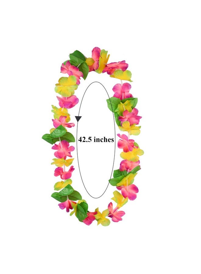Cooraby 14 Pieces Hawaiian Leis Necklaces Colorful Hawaiian Flower Leis Necklaces For Luau Party Decorations Beach Party Supplies  - Image 3