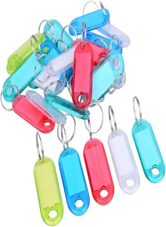 H&W 50pcs Crystal Clear Plastic Key Tags with Double Sided Display, Flexible Key Organizer with Labels Window & Ring, 5 Colors - Image 5