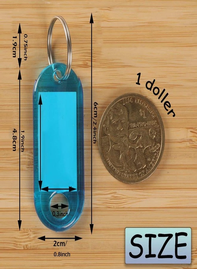 H&W 50pcs Crystal Clear Plastic Key Tags with Double Sided Display, Flexible Key Organizer with Labels Window & Ring, 5 Colors - Image 3