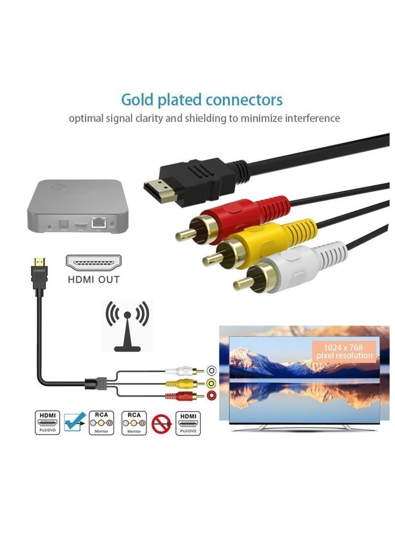 JAJEEK HDMI to RCA Cable 1.5M HDMI Male To 3-RCA Video Audio AV Component Converter Adapter Cable For HDTV  - Image 5