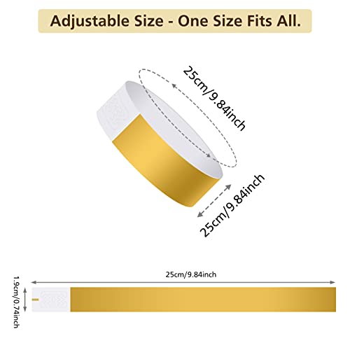 MIAHART Paper Wristbands for Events - 300 Pcs Gold Waterproof Party Arm Bands for Lightweight Concert Use - Image 3