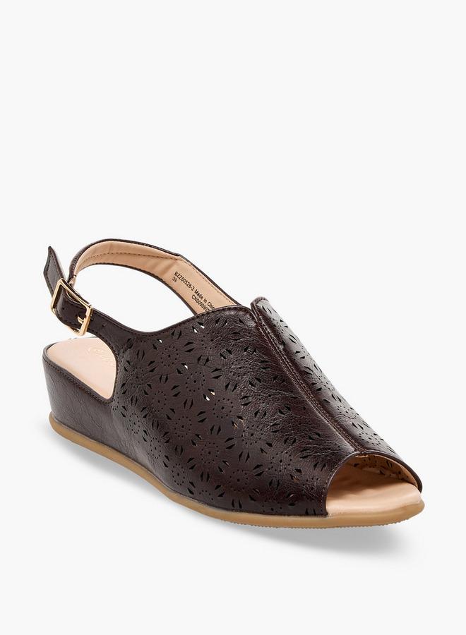 Le Confort Laser Cut Peep Toe Comfort Sandals - Image 2