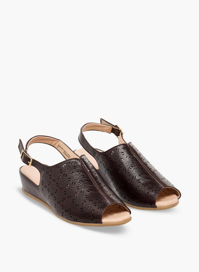Le Confort Laser Cut Peep Toe Comfort Sandals - Image 1