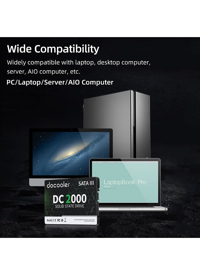 docooler - DC2000 512GB 2.5 inch SSD Internal Solid Stable Drive SATA III Interface Fast Read&Wirte Speed for PC Laptop - Image 1