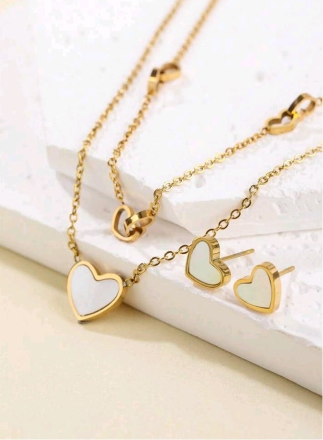 Trendy Stainless Steel Gold Plated Jewellery Set For Women - Image 2